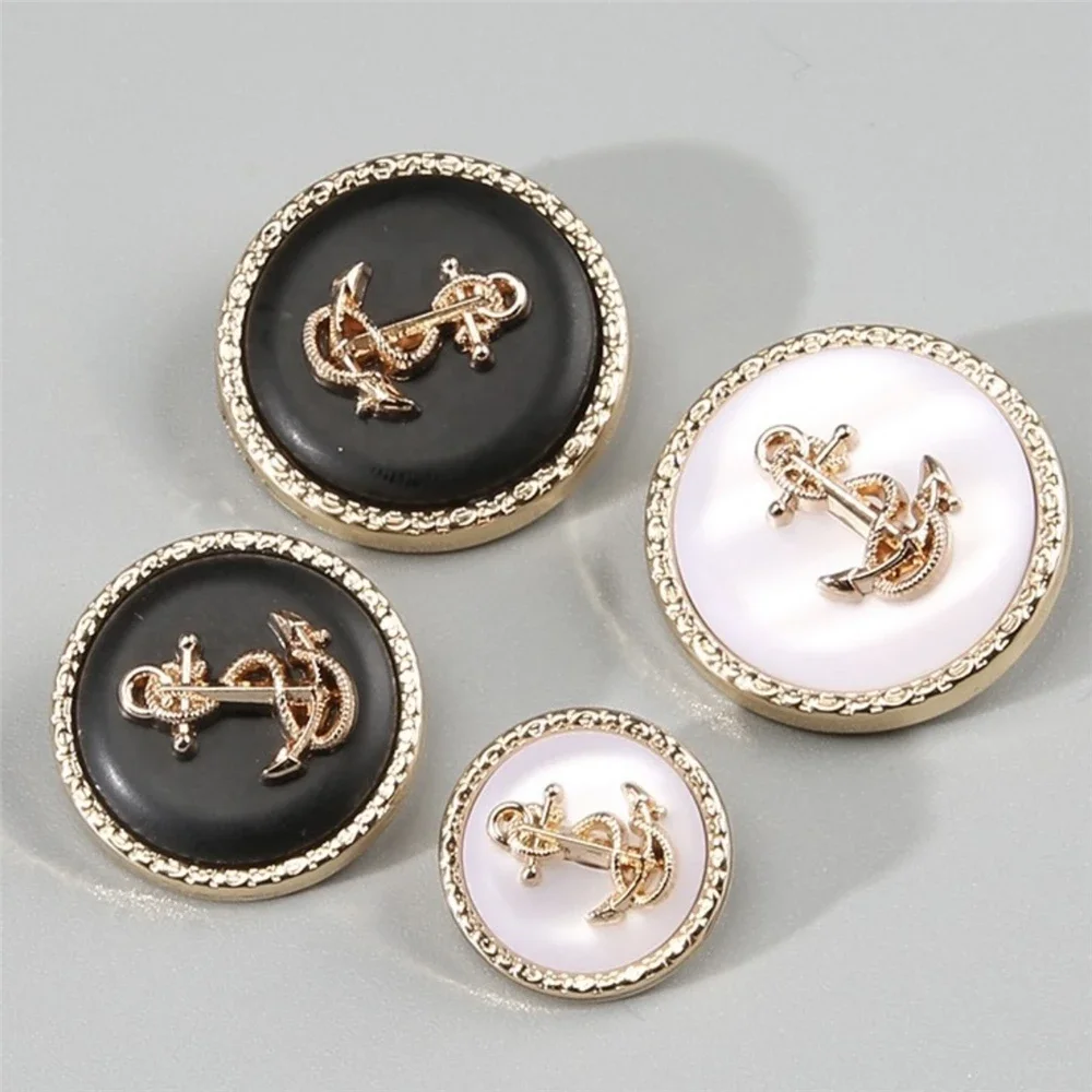 Vintage Fashion Boat Anchor Metal Resin Button Coat British Style Coat Beautiful Exquisite Decorative Accessories Round Buttons