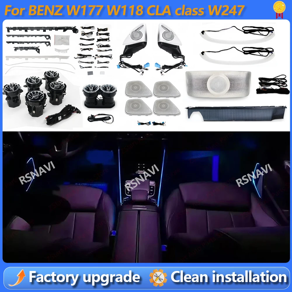 

64 Colors Ambient Light For Mercedes Benz W177 W118 CLA class W247 LED Car Air Vent Turbine Outlet Nozzle Atmosphere Neon Lamp