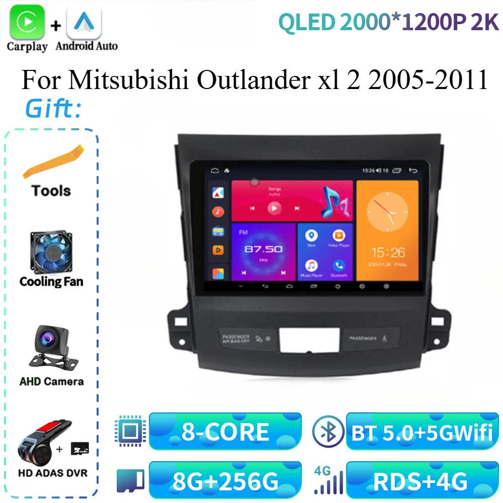 

For Mitsubishi Outlander xl 2 2005-2011 Car Radio Multimedia Wireless Carplay Navigation 4G GPS Touch Screen Stereo Android 14