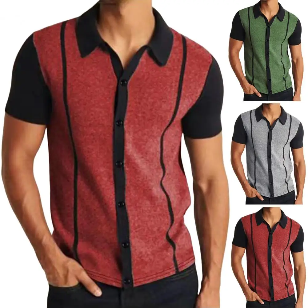 

Classic Men Shirt Elastic Leisure Men Slim Fit Office Shirt Top Buttons Closure Comfortable Summer Tops Daily Garment