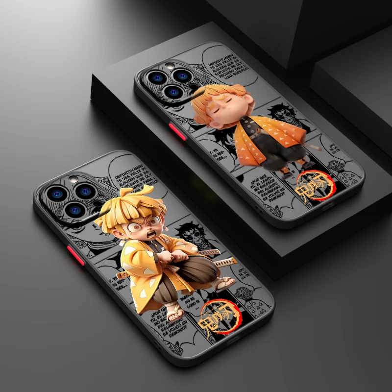 Capa de telefone demon slayer agatsuma zenitsu para poco f2 f3 f4 f5 c31 40 m2 m3 m4 m5s x3 x4 x5 x6 pro gt fosco translúcido funda