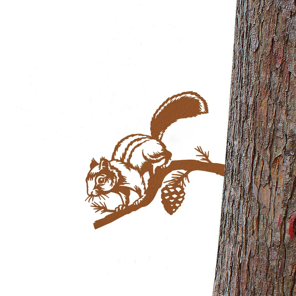CIFBUY Chipmunk Silhouette Iron Wall Art, Metal Hanging Signage Plaque Sculpture, Home Garden Outdoor Decor Ornament