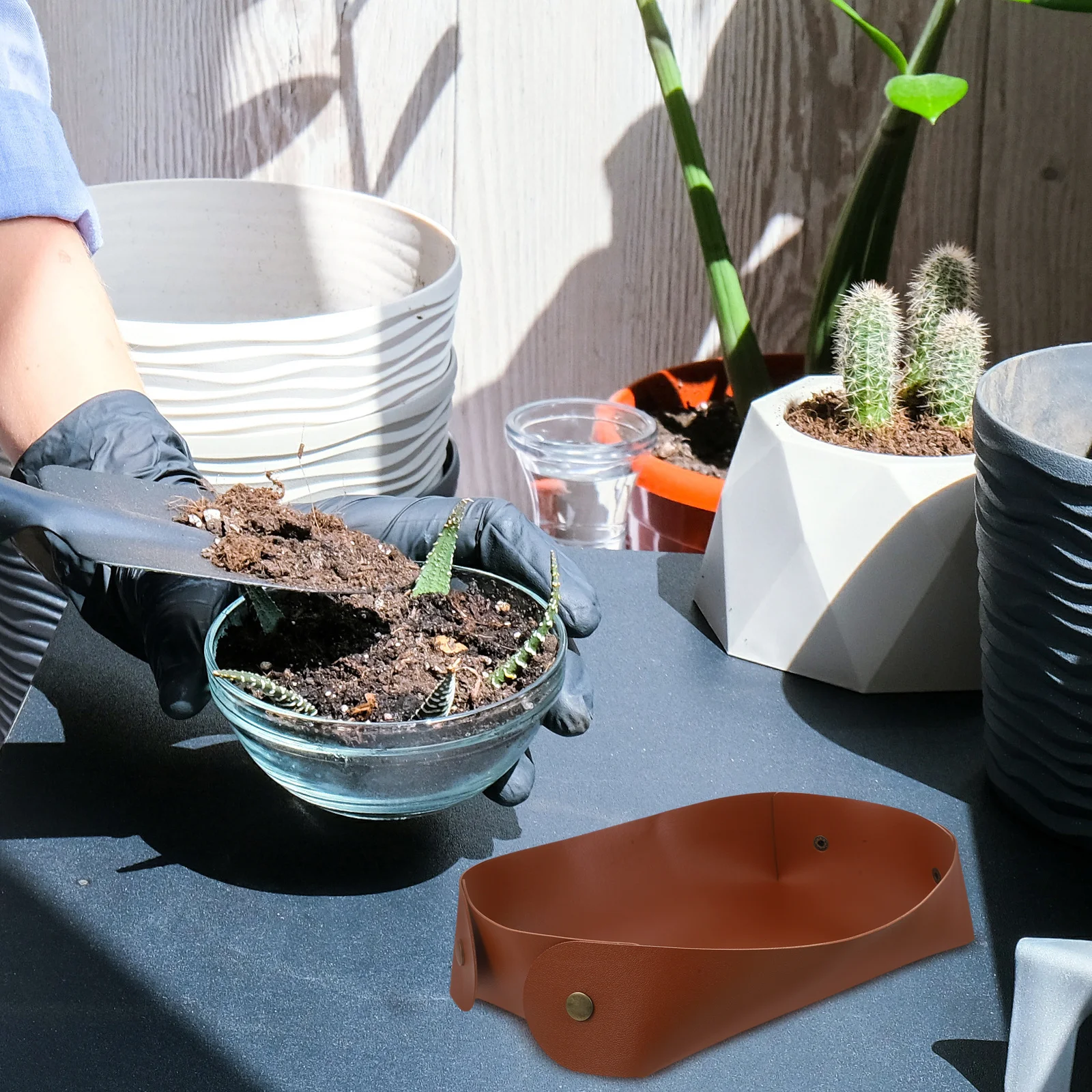 

Waterproof PU Gardening Tool Storage Box Durable Potting Mat Indoor Outdoor Garden Tools Organizer Tray