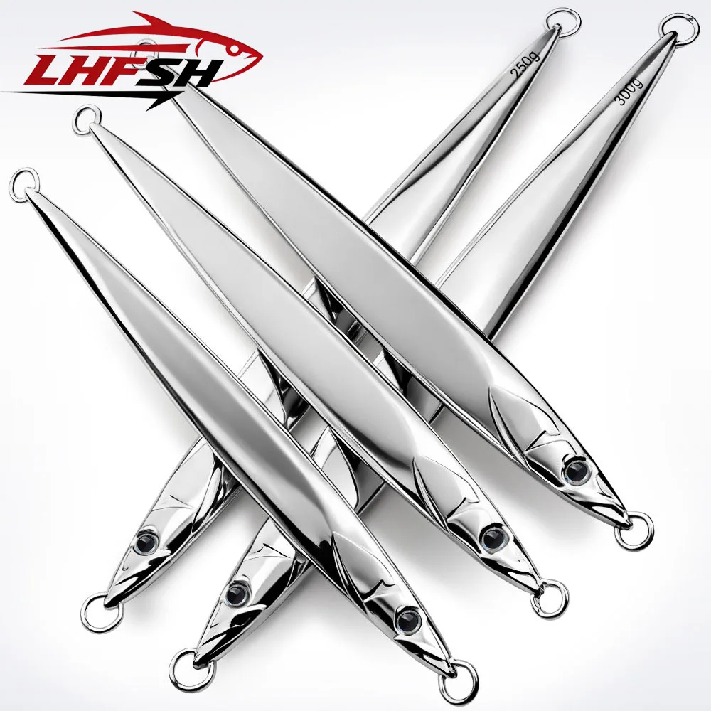 LHFSH 180g-300g Leurres de pêche métalliques pour jigging, hameçons en acier à haute teneur en carbone, cuillères brillantes pour eau salée, appâts pour la pêche au bar et à la truite