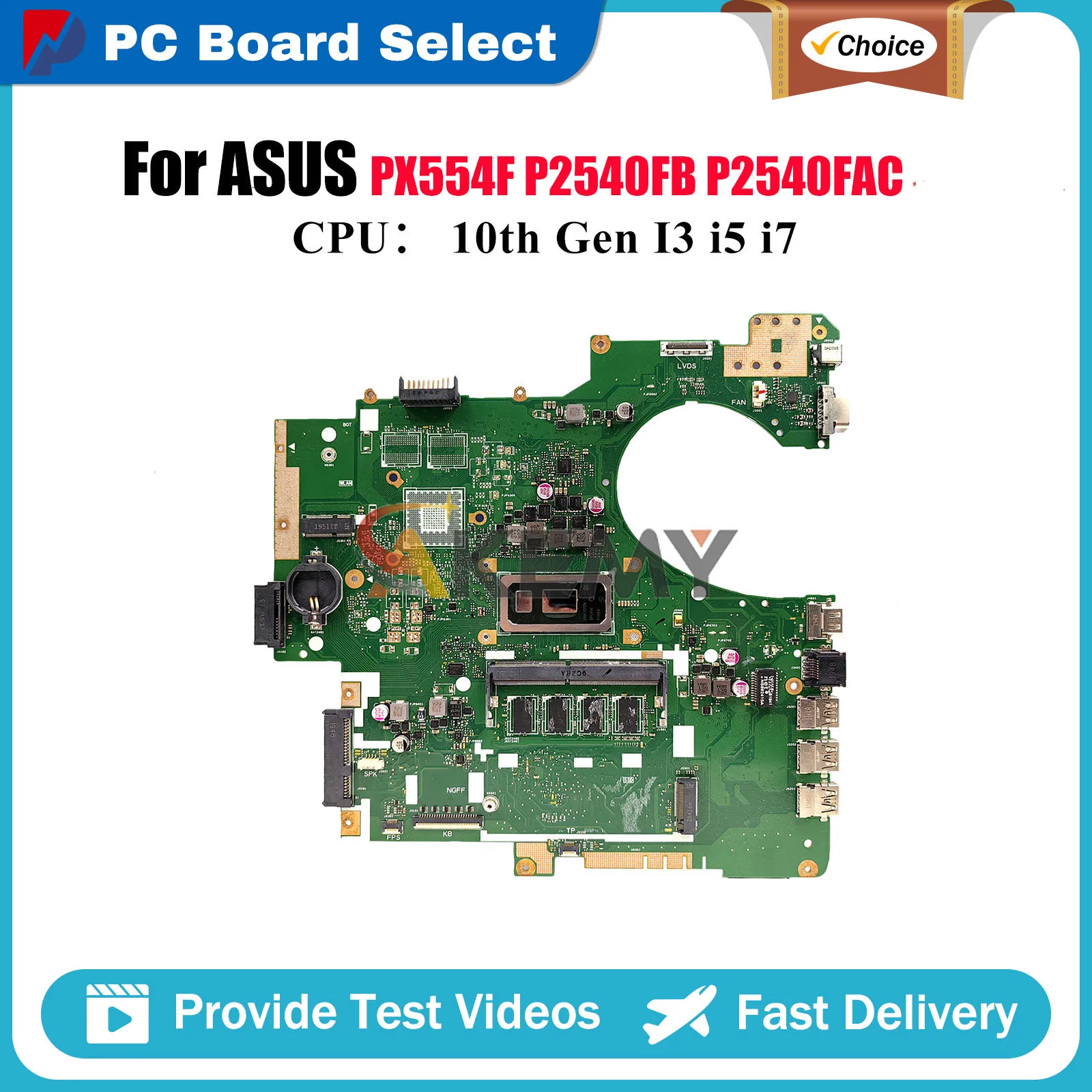 

P2540FA Laptop Motherboard For ASUS ProArt P2540FA P2540F P2540FB PX554F P2540FAC Mainboard With 10th Gen I3 i5 i7 tests OK stk