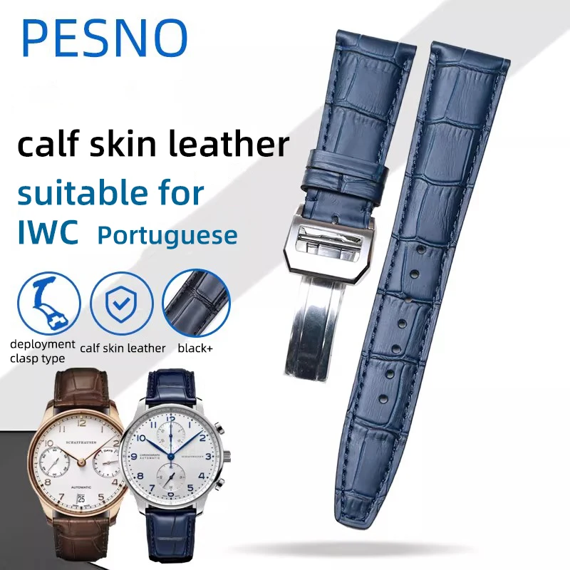 

Ремешки для часов PESNO, подходящие для IWC Portuguese, из натуральной кожи высшего качества, из телячьей кожи, мужские ремешки для часов, аксессуары, 20 мм, 22 мм