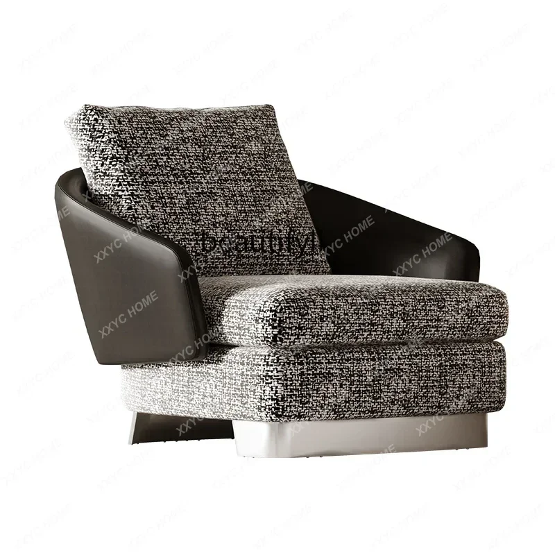 Eenzits Bank Stoel Designer Woonkamer Italiaanse Minimalische Zwart En Wit High Sense Stof Vrijetijdsstoel #5