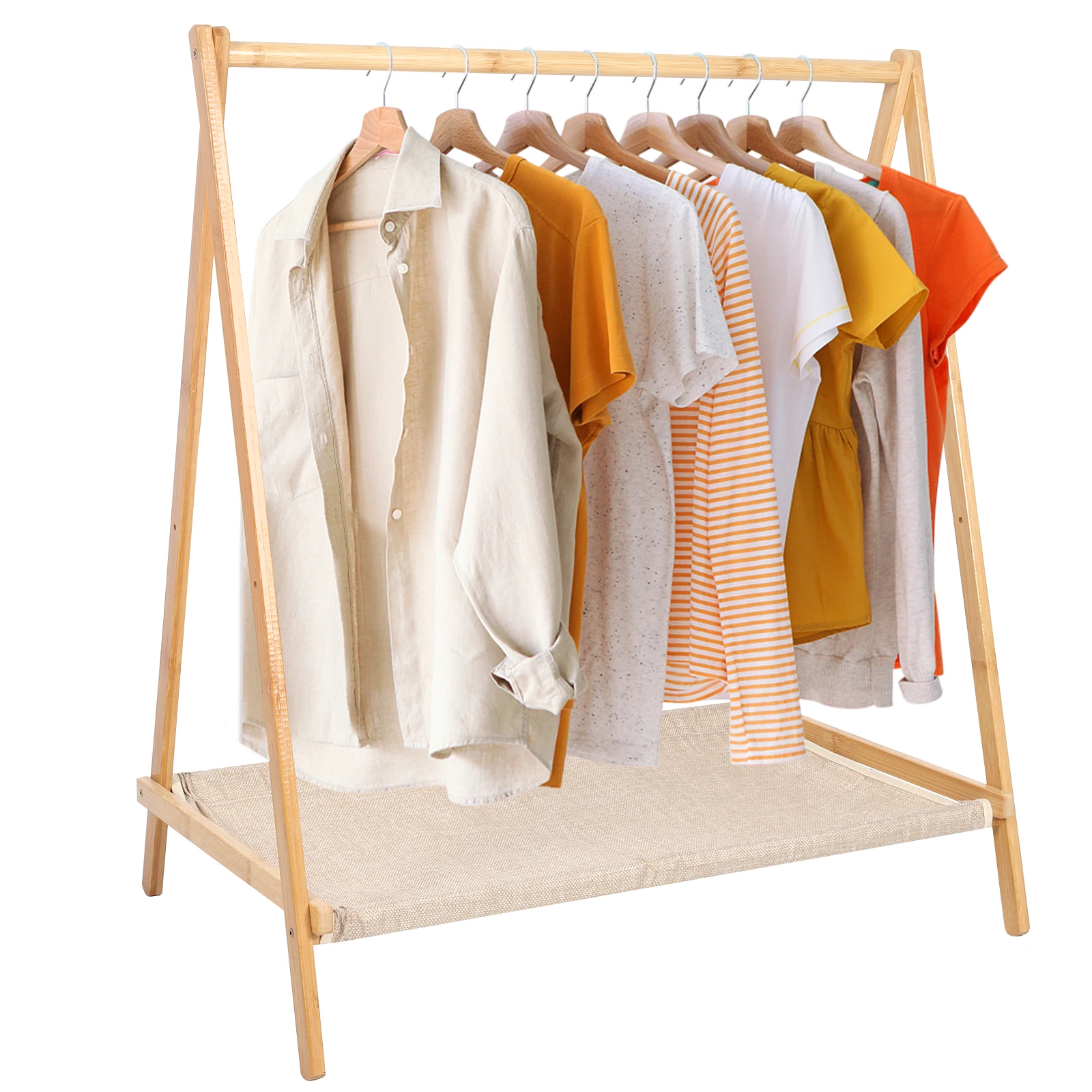 

Wood Garment Rack Portable Wardrobe Storage Rack Clothing Storage Organizer Shelves for Hanging Clothes Coats Skirts Shoes Bags