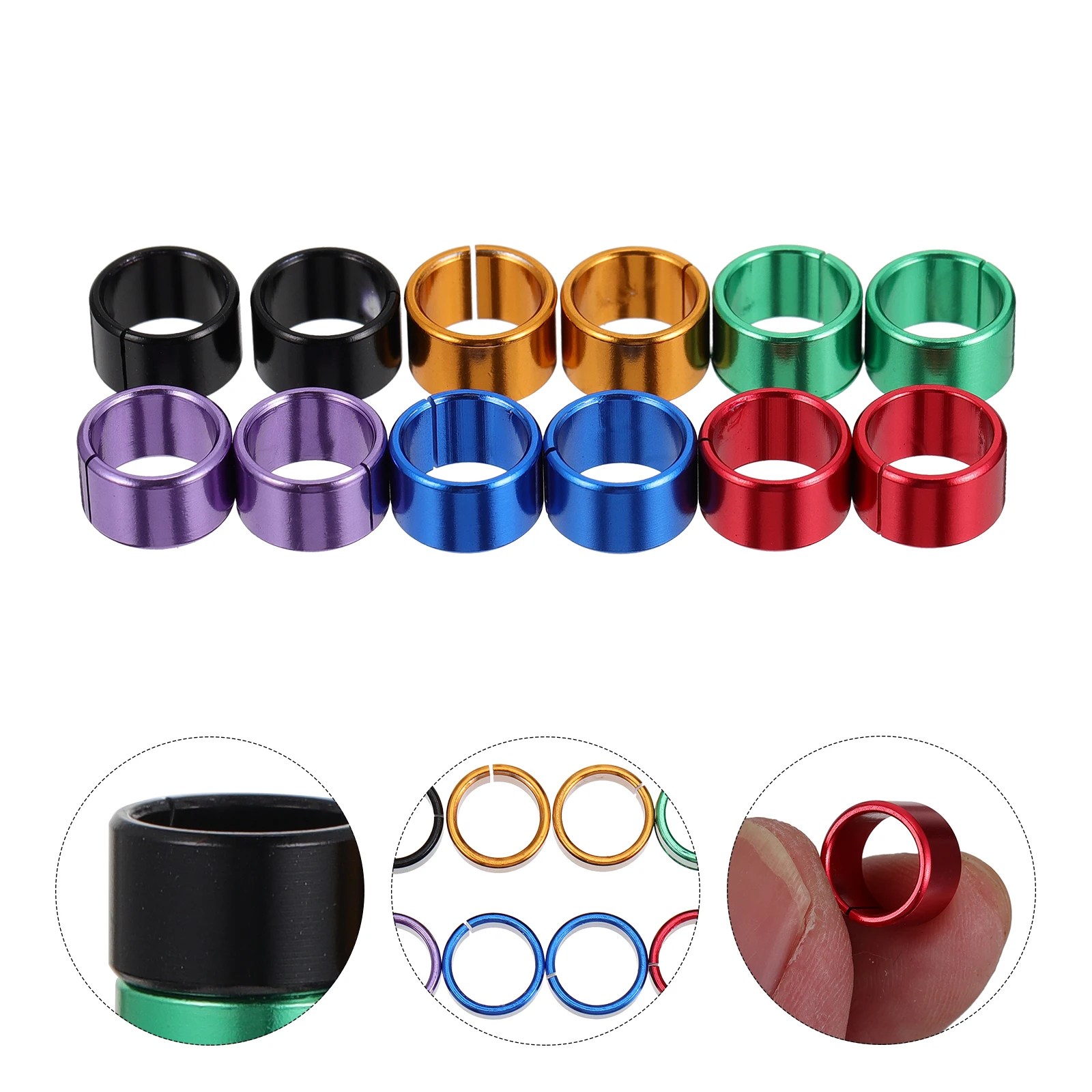 

12pcs Colored Pigeon Rings Aluminum Dove Leg Rings Chicken Foot Bands Blue Green Orange Purple Black Red Each Color Easy