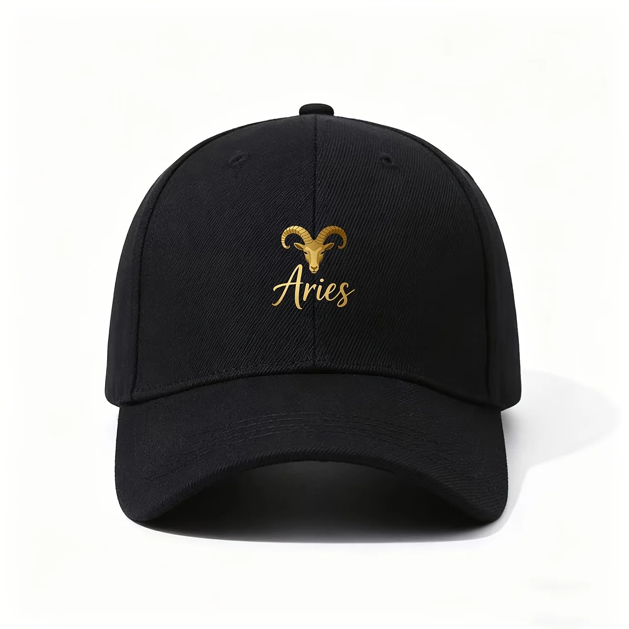 Baseball Cap, Golden Aries Ram Zodiac Sign Elegant Minimalist Horoscope Theme Birthday Commemorative Exquisite Daily Wear Gift C
