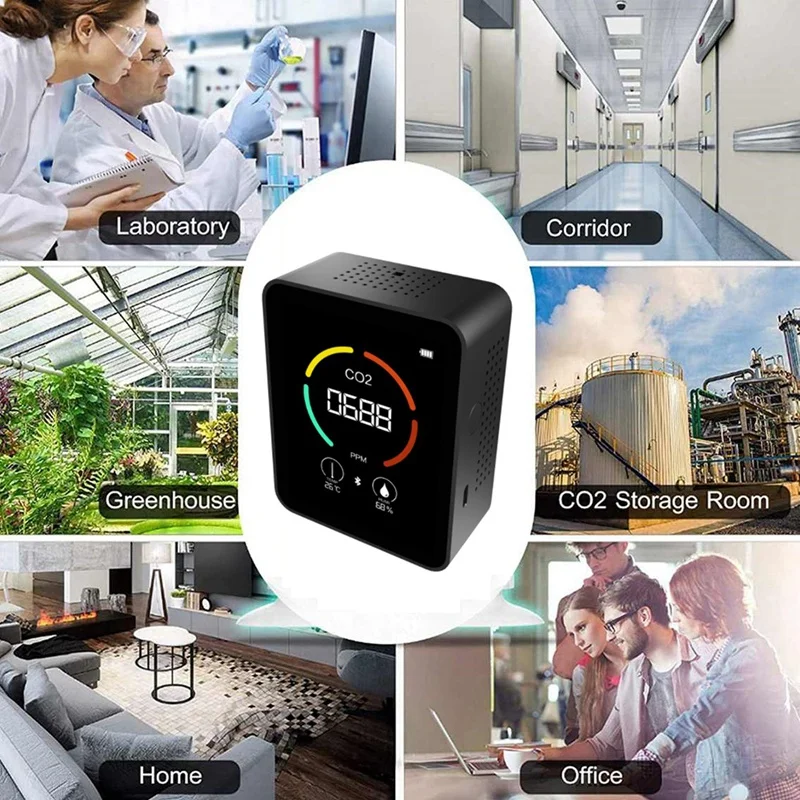 Air Monitor CO2 Carbon Dioxide Detector Air Quality Temperature Humidity Monitor Support Bluetooth APP Control