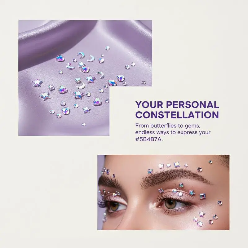 Face Gem Stickers 1Pc Self Adhesive Shiny Glitter Multiple Designs for Music Festival Cosplay DIY Makeup