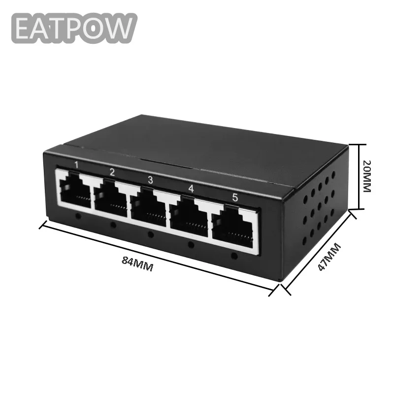 EATPOW-conmutador de red de 5 puertos, conmutador de 10/100/1000mbps, carcasa de Metal, diseño Mini, conmutador de red de escritorio, conmutador de red gigabit de 5 puertos