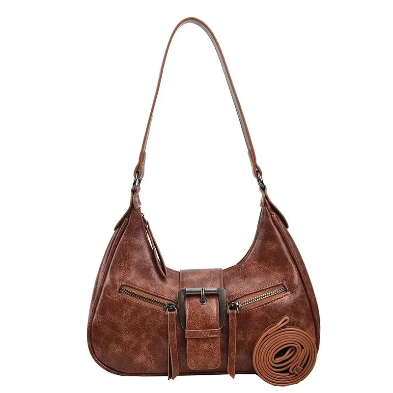 Zipper PU Advanced Retro Women\'s Shoulder Bag 2024 New Popular Versatile Crossbody Bag Bolsas Femininas Tendencia 크로스백