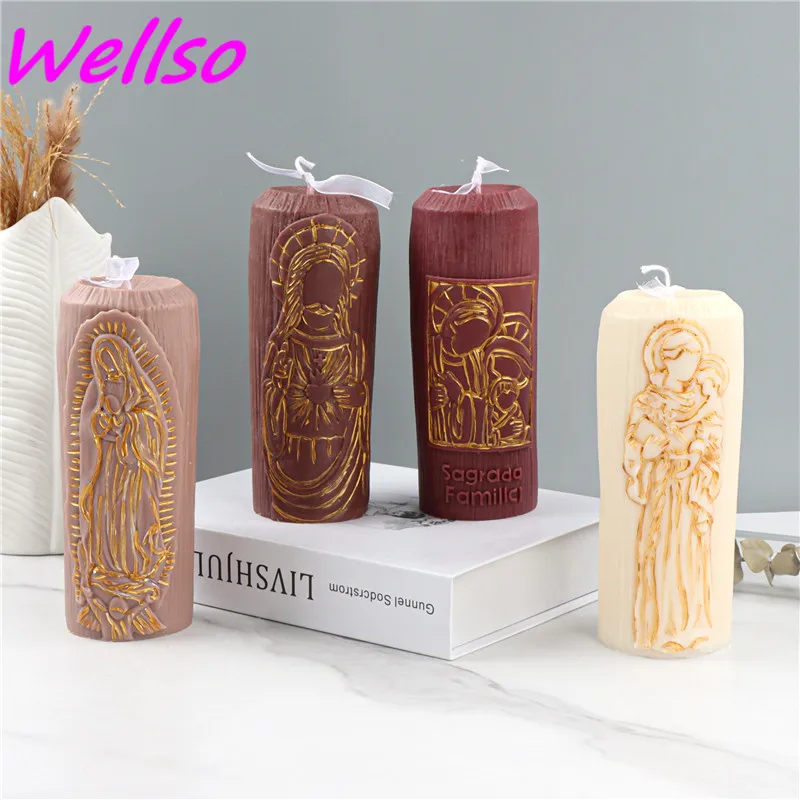 Catholic Holy Family Candle Mold Church Religious Candles Silicone Craft Stencil Virgin Mary Jesus Resin Mould