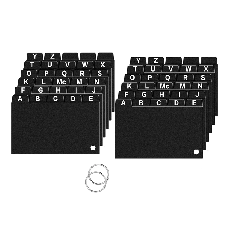 

62 Pieces Black Index Card Dividers 3X5, Alphabetical Tabbed Index Card Dividers With Ring Index Card Organizer Durable