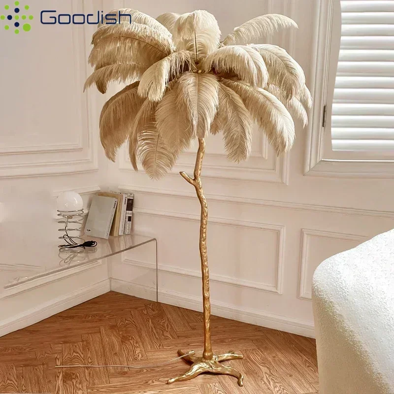 Lampe sur pied LED moderne minimaliste de luxe, style plage et plumes, luminaires créatifs pour salon, décoration intérieure, lustre