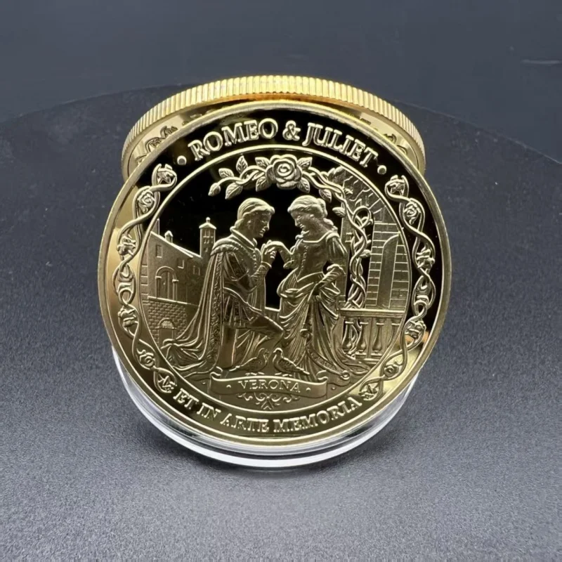 New Eternal Love Verona Commemorative Coin Romeo Juliet Style Gold Plated Enamel Collectible Art Gift for Lovers