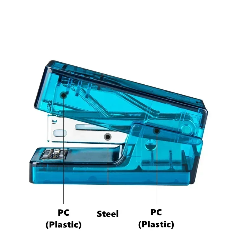 Stapler transparan Binder warna kontrak, ukuran Mini dengan 640 buah Set Staples 24/6 perlengkapan sekolah alat Binder kantor