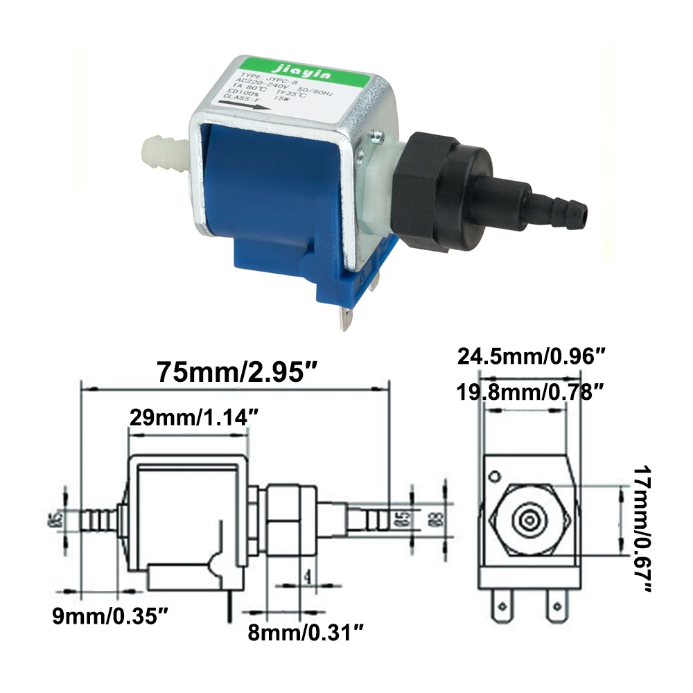 Jiayin JYPC-8 15W AC 230V - 240V 50Hz Gas Water Electromagnetic Pump Solenoid Pump for steam mop / Electric iron / Steam cleaner