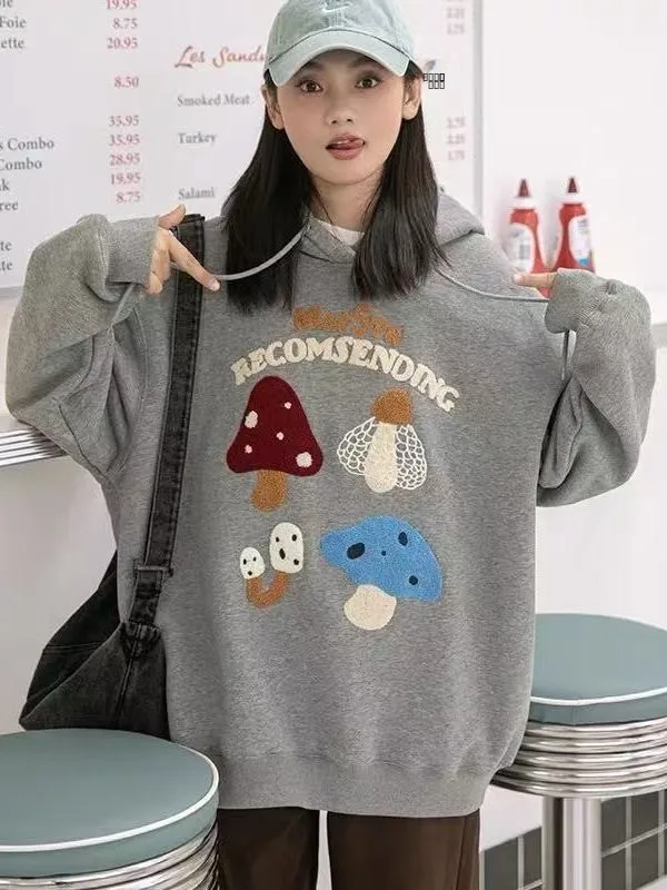 

plus Size Women's Oversized Hoodie Sweatirt Embroidered Fce Winter Outerwear Casual Sle Long Sve Hooded Jaet