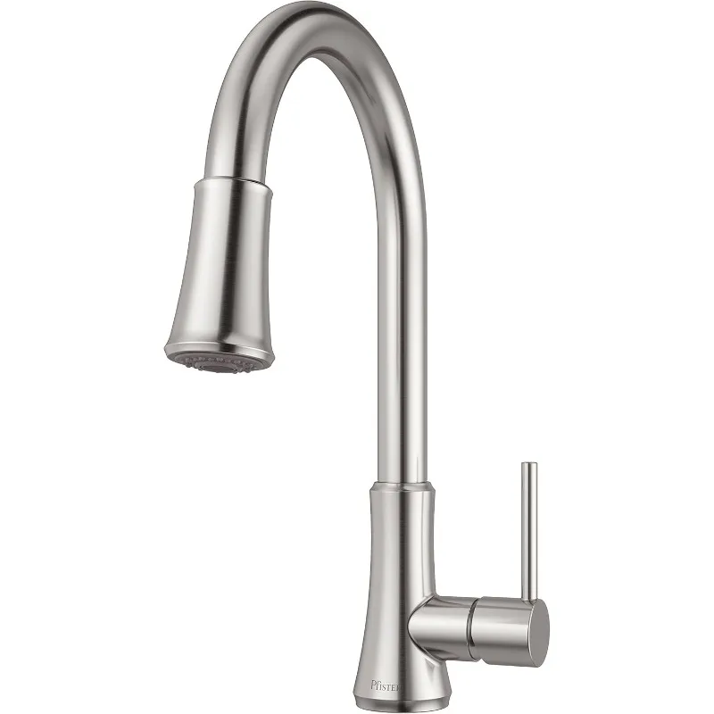 

Pfister Pfirst Series Kitchen Faucet with Pull-Down Sprayer, Single Handle, High Arc, Stainless Steel Finish, G529PF2S