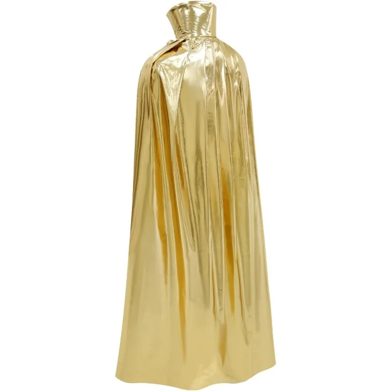 Capa ex para Cosplay, Disfraz, Abrigo Largo con Cuello Alto y Cinturón, Capa Brillante de Longitud Media para loween*