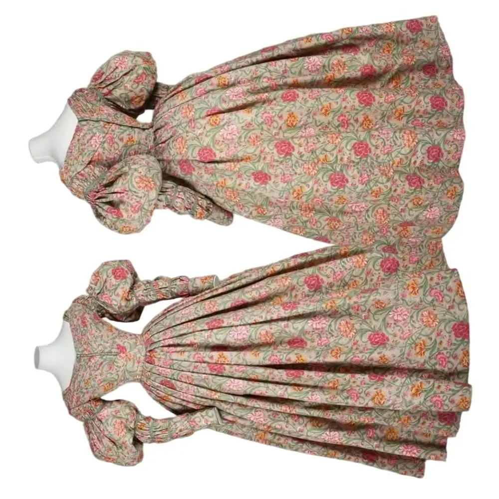 

1830s Morning Day Dress Victorian Renaissance Borgia Gothic Floral Dress Colonial Civil War Manor Afternoon Tea Party Ball Gown