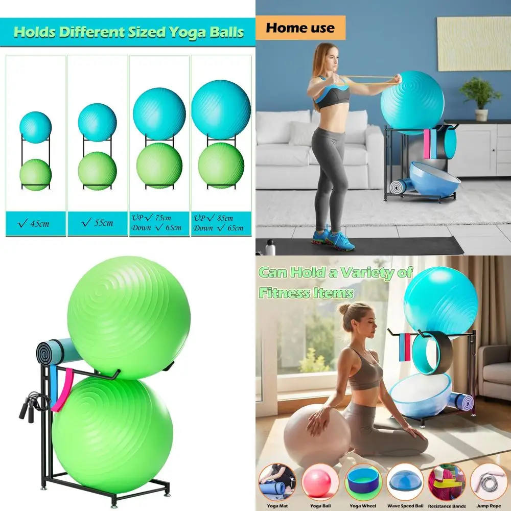 

Держатель для фитнес-мячей - Стойка для медицинских мячей и мячей для йоги (85 см), органайзер для хранения ковриков для йоги, подставка для гимнастических мячей для дома и гаража