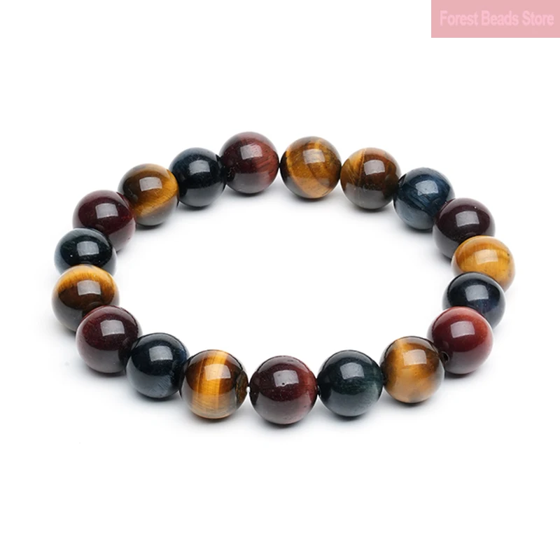 Natural Tricolor Tiger Eye Streche Bracelets Men Women 6/8/10/12mm Stone Beads Bangle Gift for Lover Charm Accessories Pulseras