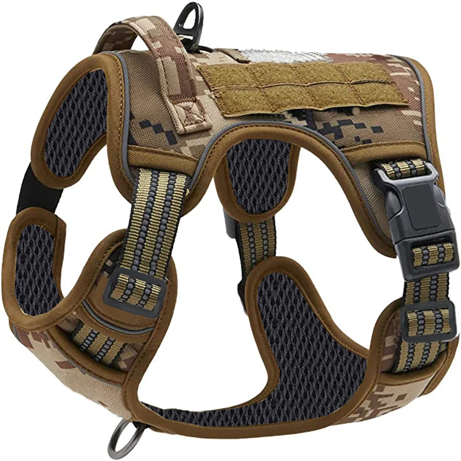 Harnais tactique militaire pour chien, sans traction, grandes sangles réfléchissantes, gilet Durable avec poignée de commande