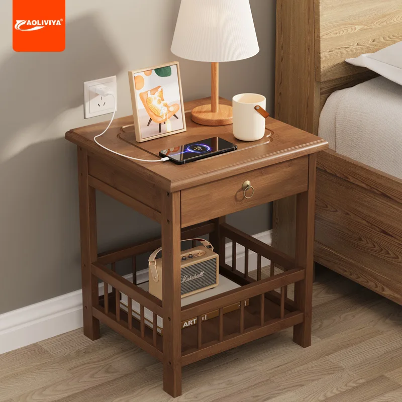 AOLIVIYA الخيزران طاولة السرير بسيطة خزانة بجانب السرير غرفة نوم منضدة أريكة طاولة جانبية تخزين الرف طاولة القهوة المنزلية #2