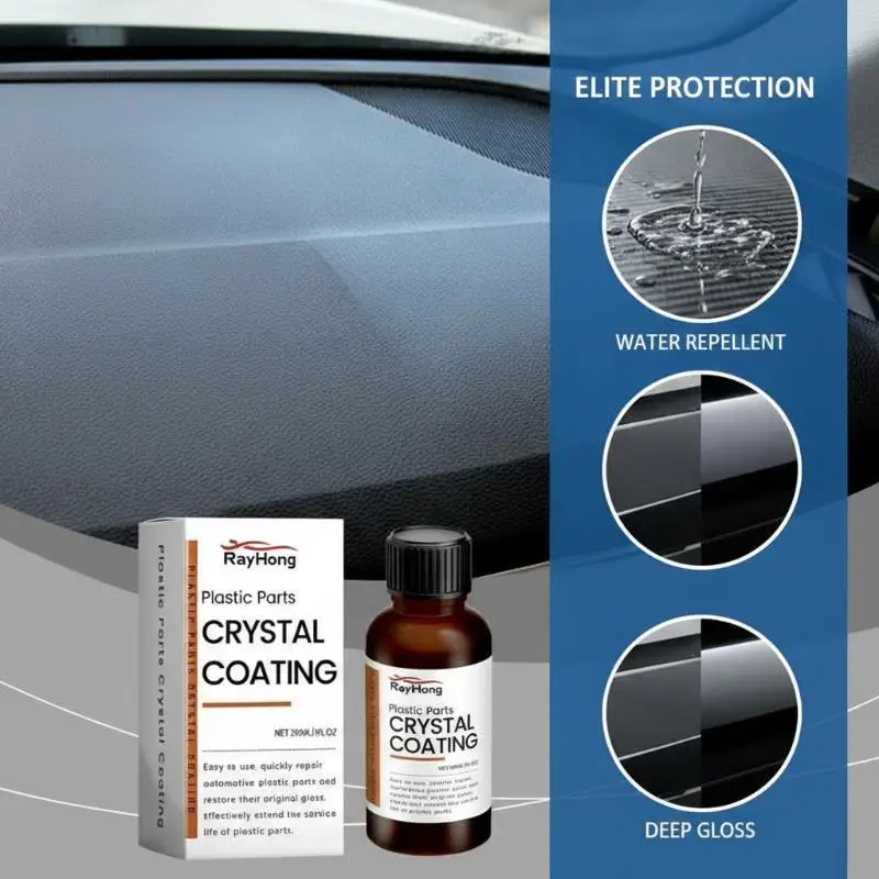 30ml Car Plastics Parts Restorer Waterproof Crystal Coating Auto Maintenance Agent with Sponge for Door Panel Dashboard Bumper