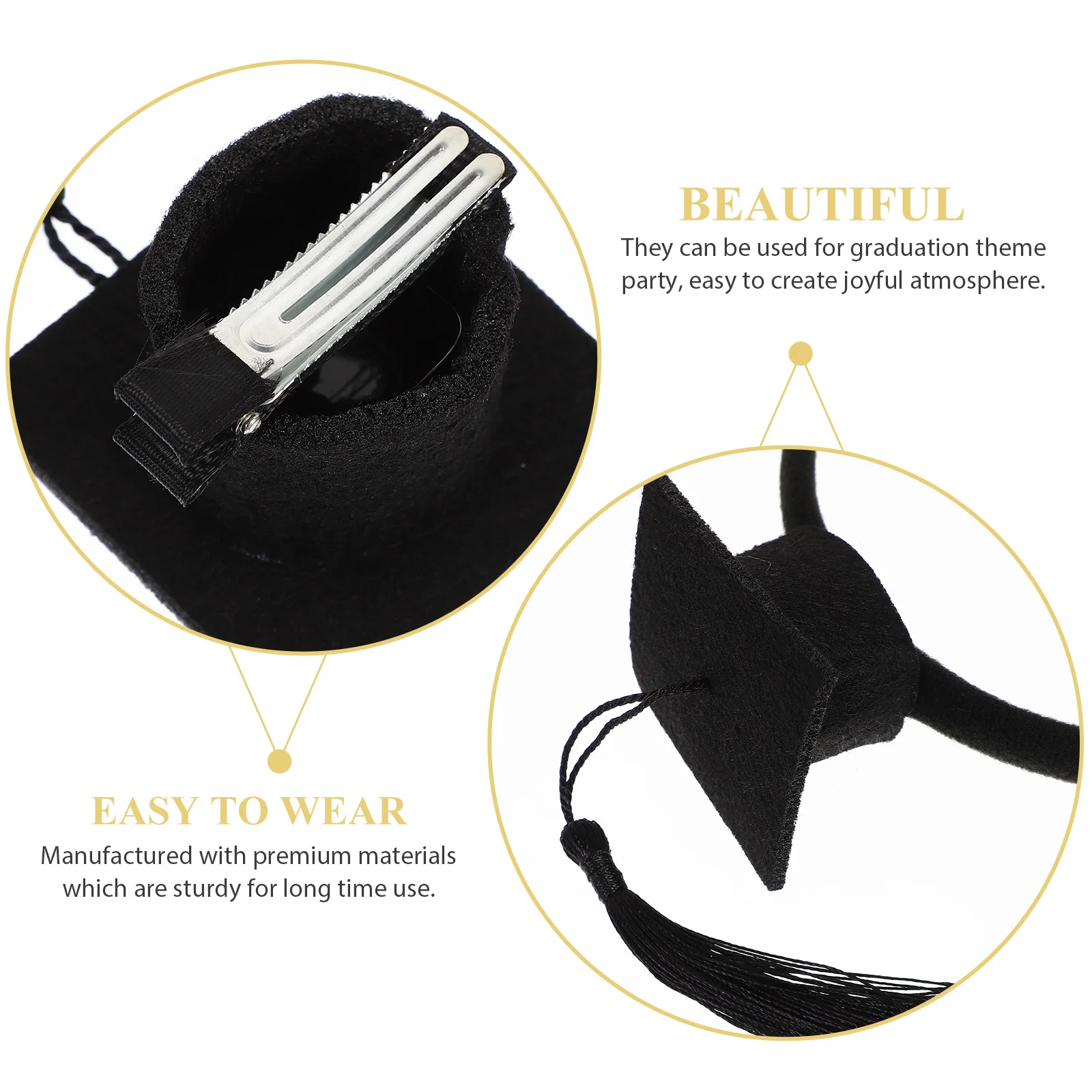 

2 Pcs Doctor Hat Headband Graduation Hairband Accessories Lightweight Headdresses Props Mini Hard Felt Cloth