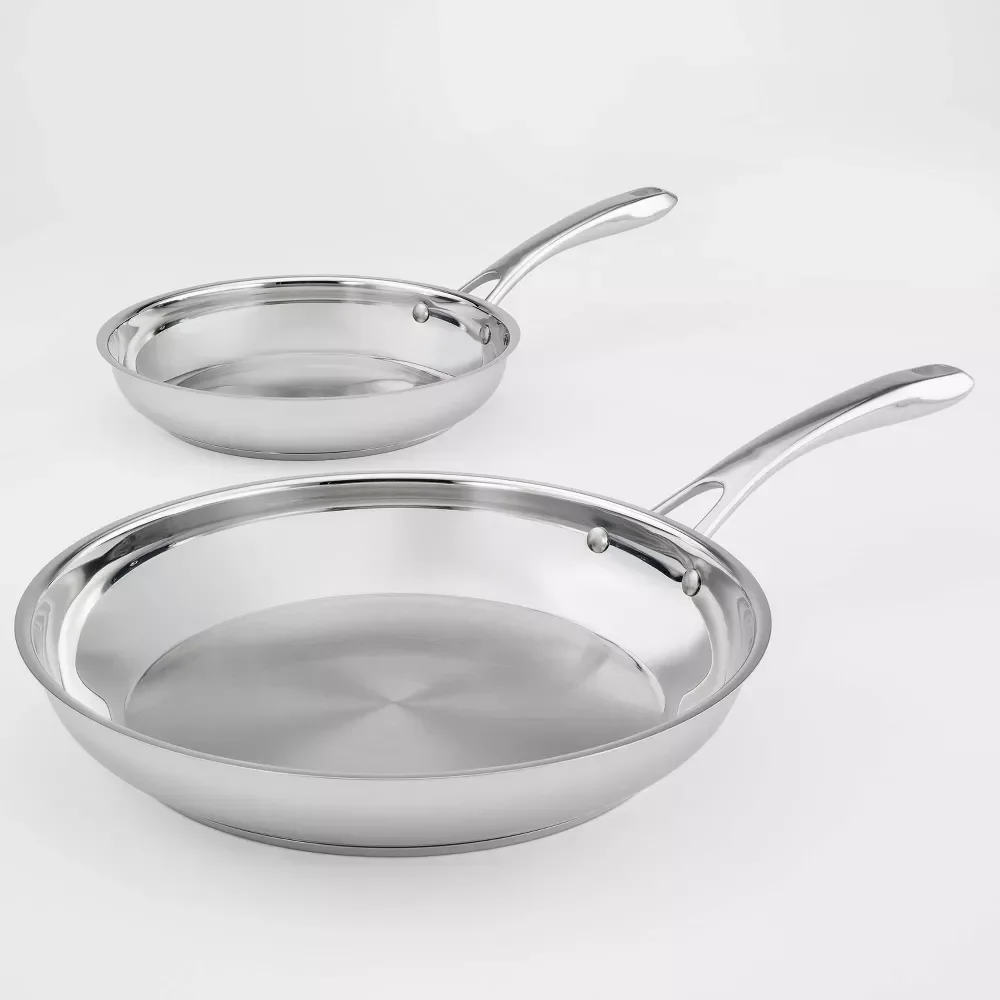 

Classic 10" & 12" Stainless Steel 2pk Skillet Set Silver