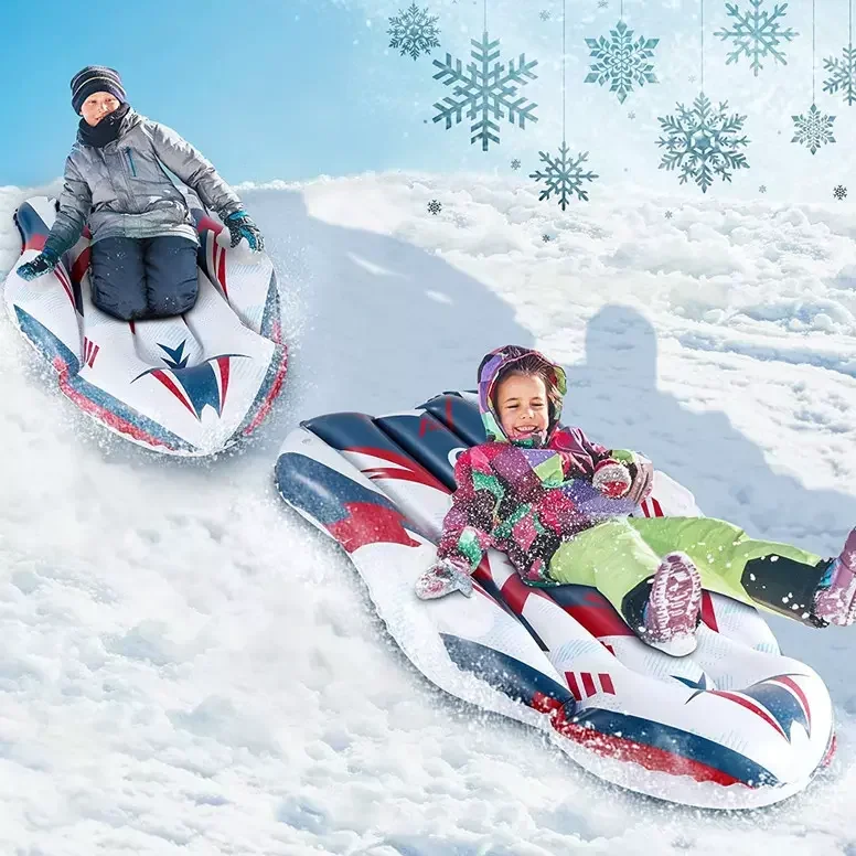 

Heavy Duty Inflatable Snow Tube Hard Bottom Sledge Sled with Adult Winter Sport