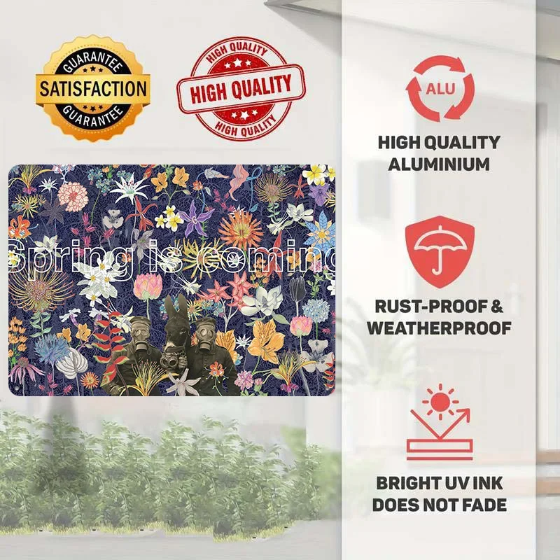 Spring Is Coming Personalized 3D Textured Metal Poster Wall Art Tinplate Sign for Home Decorations Living Room Funny Signs House