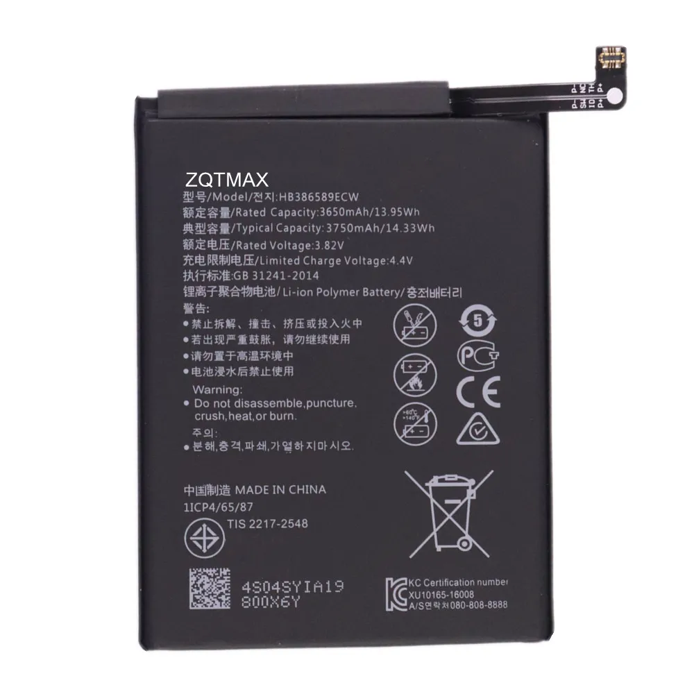 HB386589ECW 3750mAh Rechargeable Battery For Huawei Honor 8x 20 Play 9x Lite P10 PLUS View 10 Mate 20 Lite Nova 3 4 5T Phone