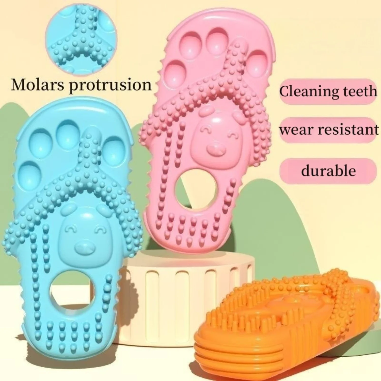 Colorful and Interactive TPR Slippers for Pets - Adorable Food Clip with Playful Protruding Points for Added Entertainment - Fun