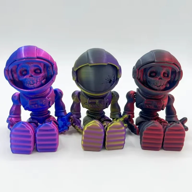 Joint Movable 3D Printed Skeleton Soldier Warrior Astronaut Doll Model Switchable Mask Home Office