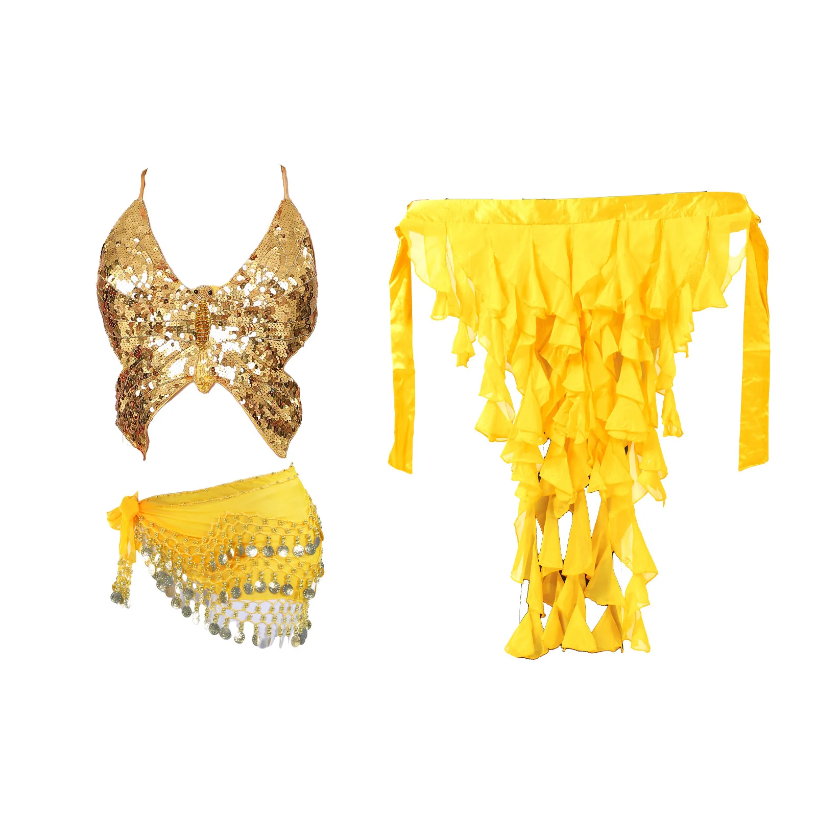 Smart Jazz Dance Buikdans Stage Performance Outfit Vlinder Top Hot Girl Outfit Glitter Set