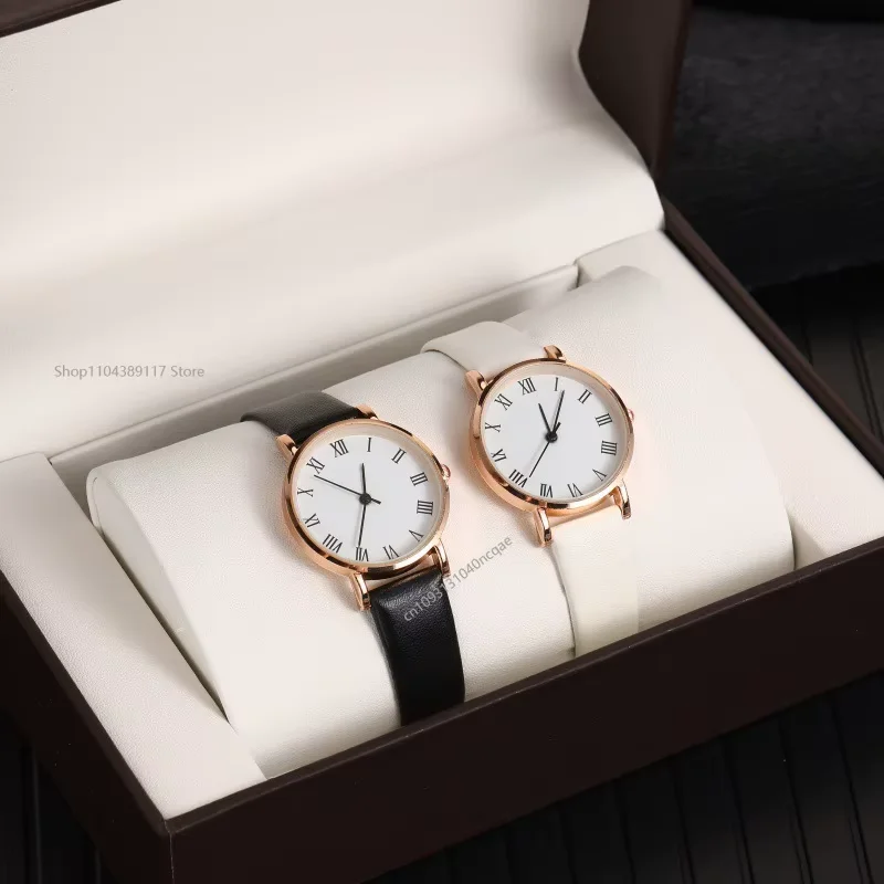 2PCS/Set Women's Watch Shiny Fashion PU Leather Analog Quartz Watches Luxury Women Simple Dial Ladies Watches Reloj Mujer