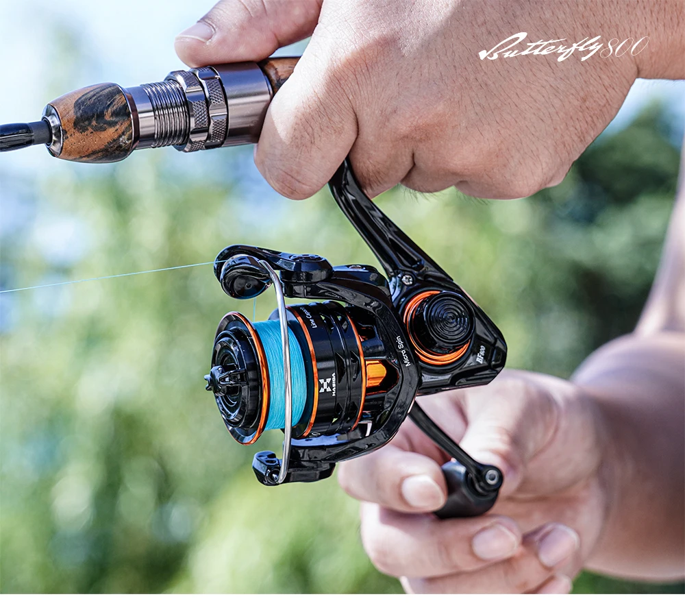 HASIDA Butterfly 800 Ultraleichte Spinnrolle 170g Mikro-Angelrolle 5+1BB 5,4:1 5KG Bremskraft für Feinfühl-Angeln – Detail 16