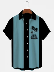 Men's Hawaiian Coconut Tree Casual Floral Shirt Vacation 3d Print Single Breasted Short Sleeve Beachwear Streetwear Camping