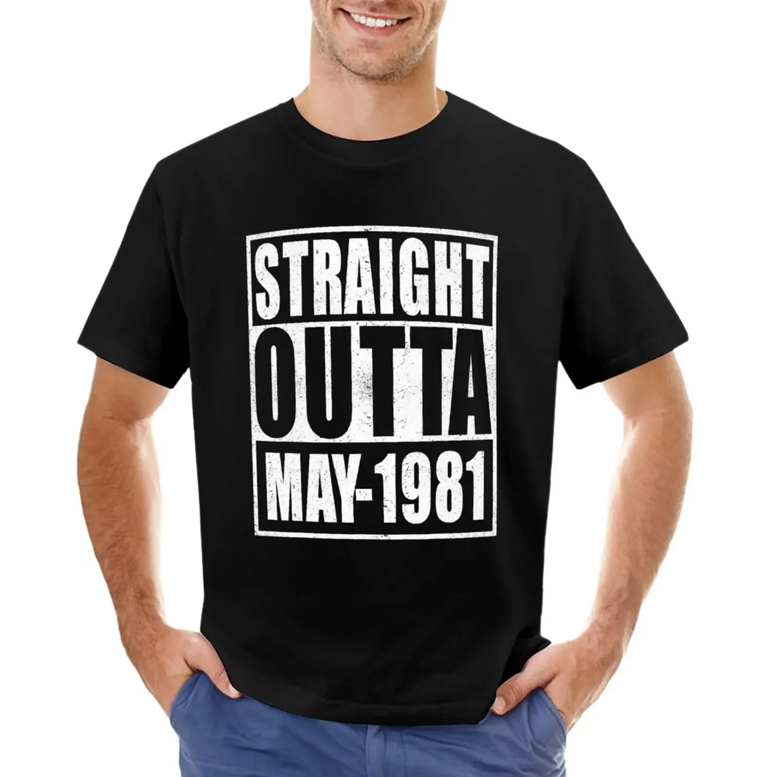 Straight Outta 1981 40th Bithday Retro 40 Years Old Birthday T-Shirt oversizeds funnys graphics black t shirts for men