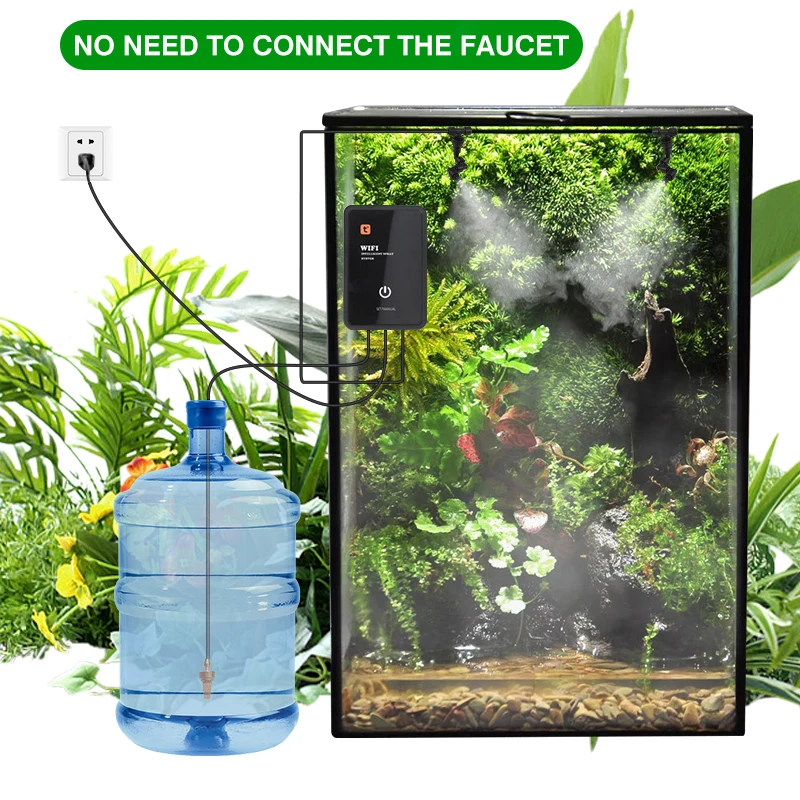 Smart Automatic Rainforest Mist Humidifiers EU/US With Spray Nozzle Wifi App Romote Control Reptile Tree Frog Plant Sprinkler