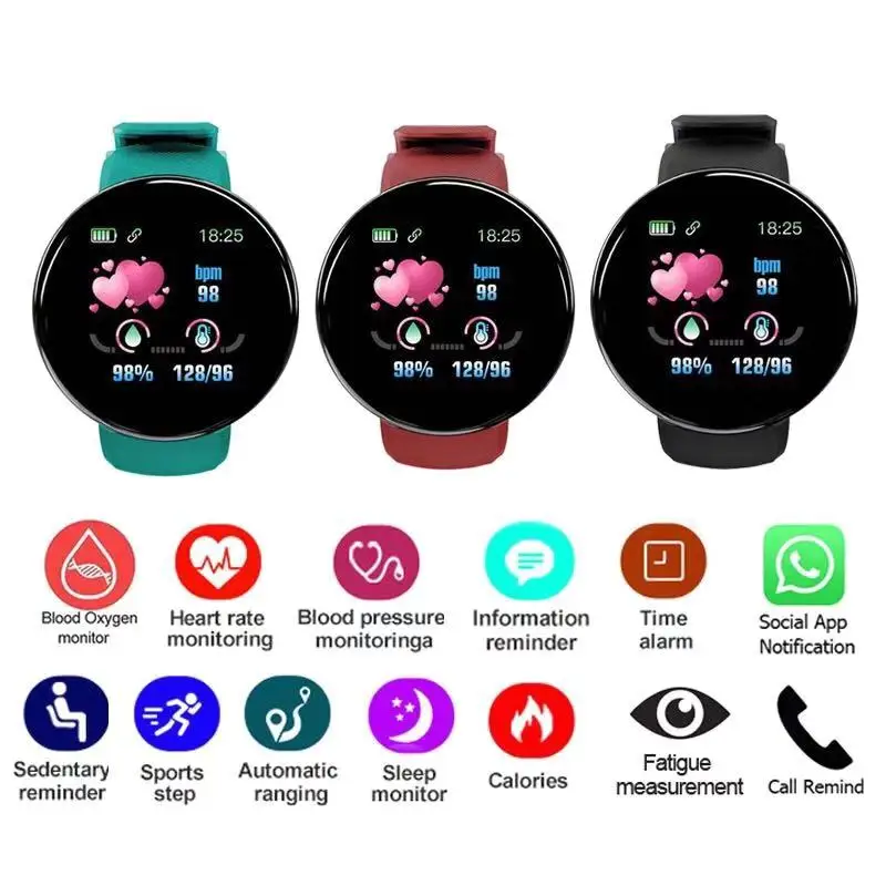 1.3inch HD Screen Heart Rate Blood Pressure Blood Oxygen Monitor Sleep Monitoring Multi-sport Modes Music Playback Smart Watch