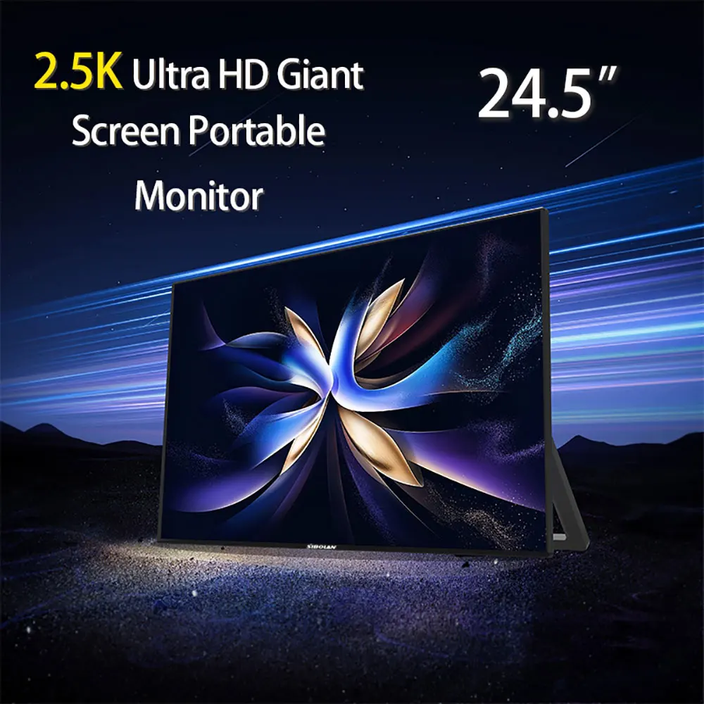Sibolan 24.5-Inch Portable Monitor 2.5K High Resolution Screen Extender 5ms 165Hz IPS Type C HDMI Port For Office Home & Gaming
