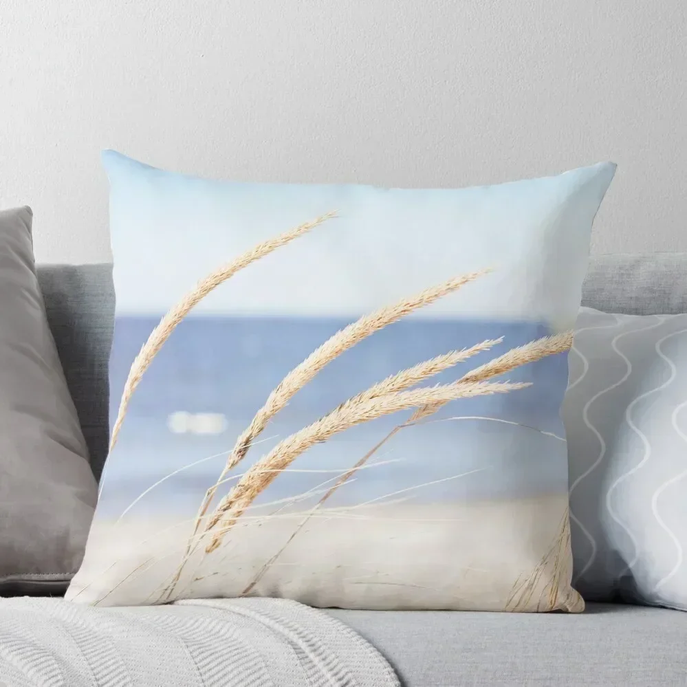 

Beach Grass Blue Coastal Seashore Photography Throw Pillow Custom Cushion christmas decorations for home 2025 pillow