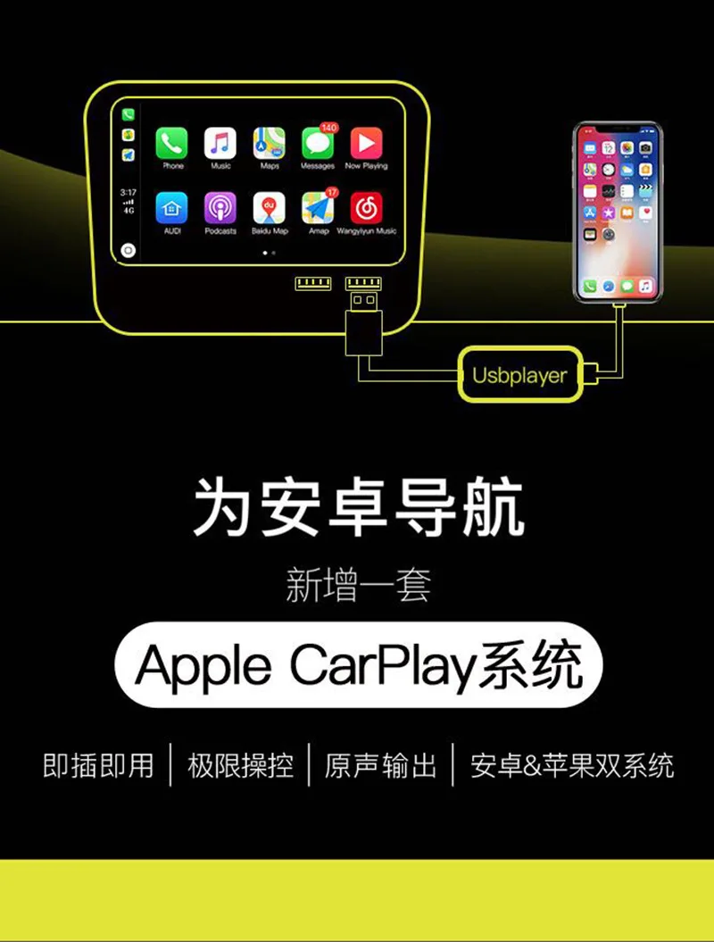 

Smart Car Link Автомобильный навигационный модуль Carplay Android USB-адаптер Carplay Белый